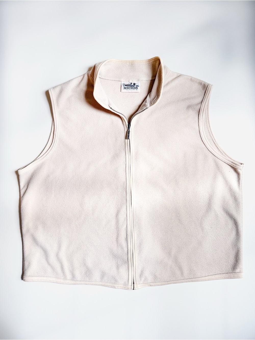 Vintage Northern Reflections Cream Zip-Up Fleece Vest